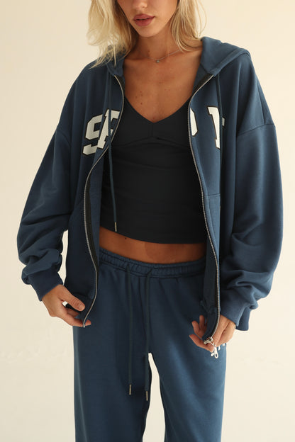 Midnight blue zip-up hoodie