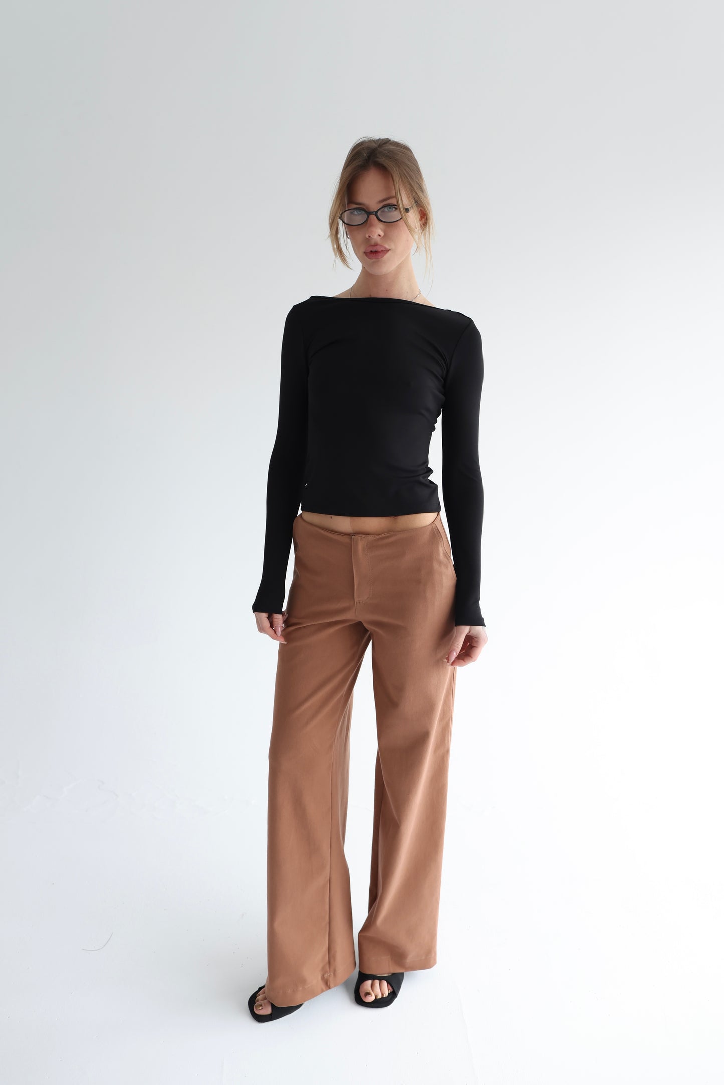 Desert beige tailored straight pants