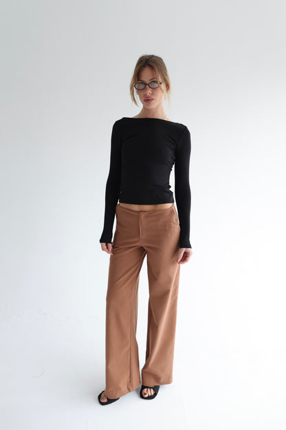 Desert beige tailored straight pants
