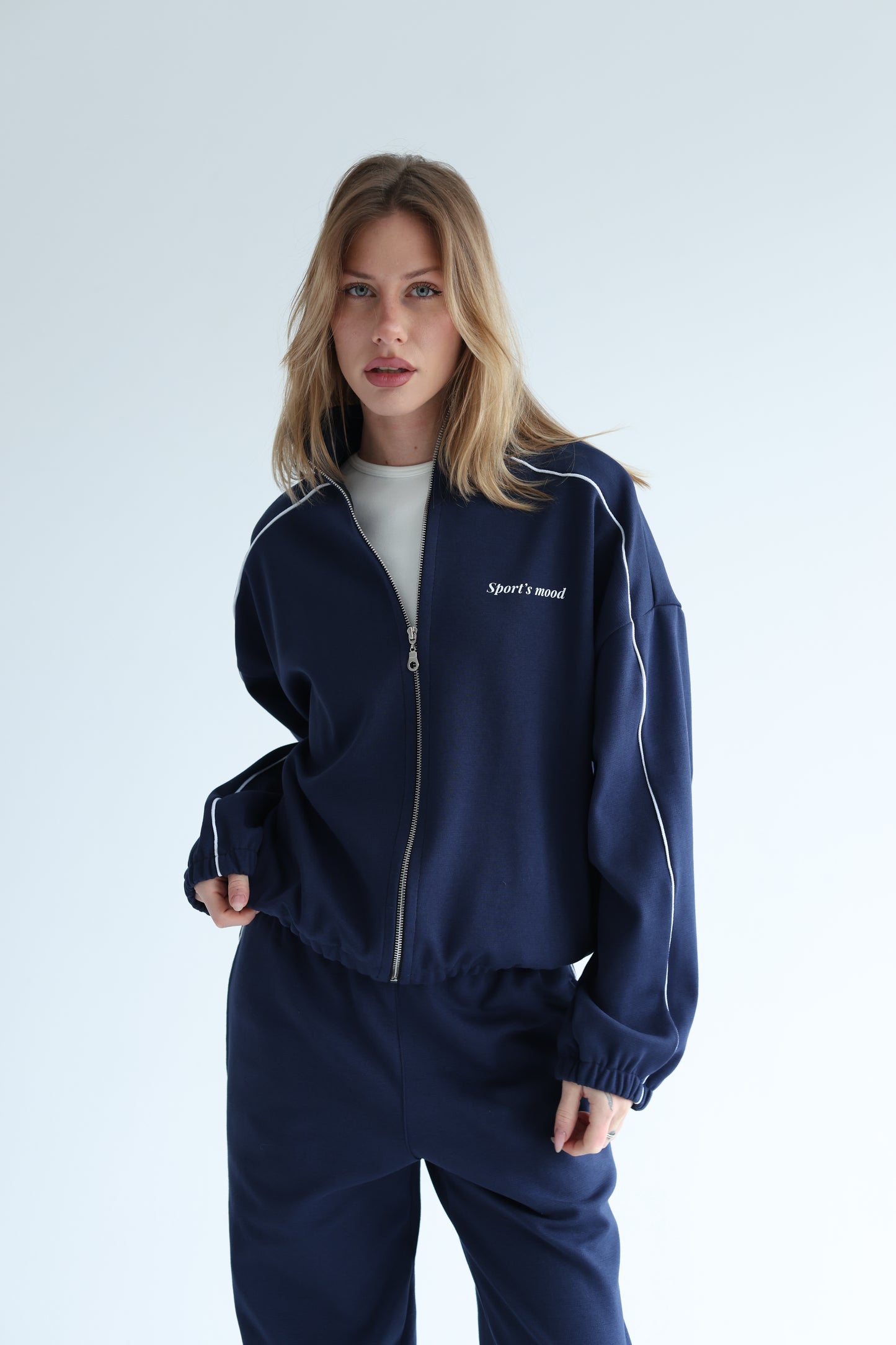 Navy blue track line jacket