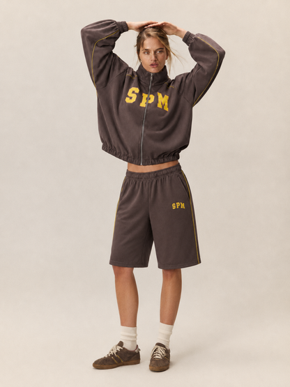 Soft brown oversize line shorts