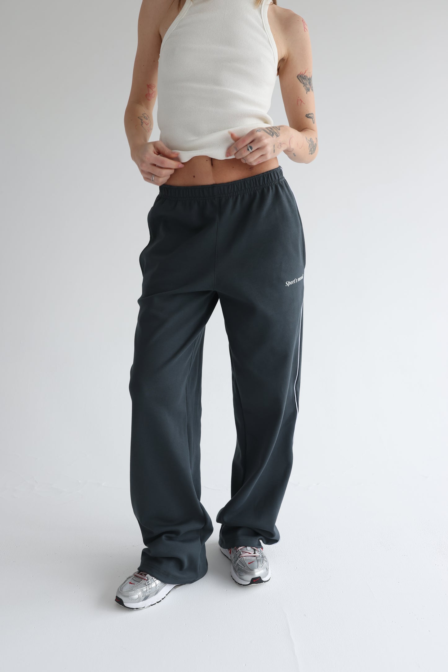 Graphite teal straight line sweatpants