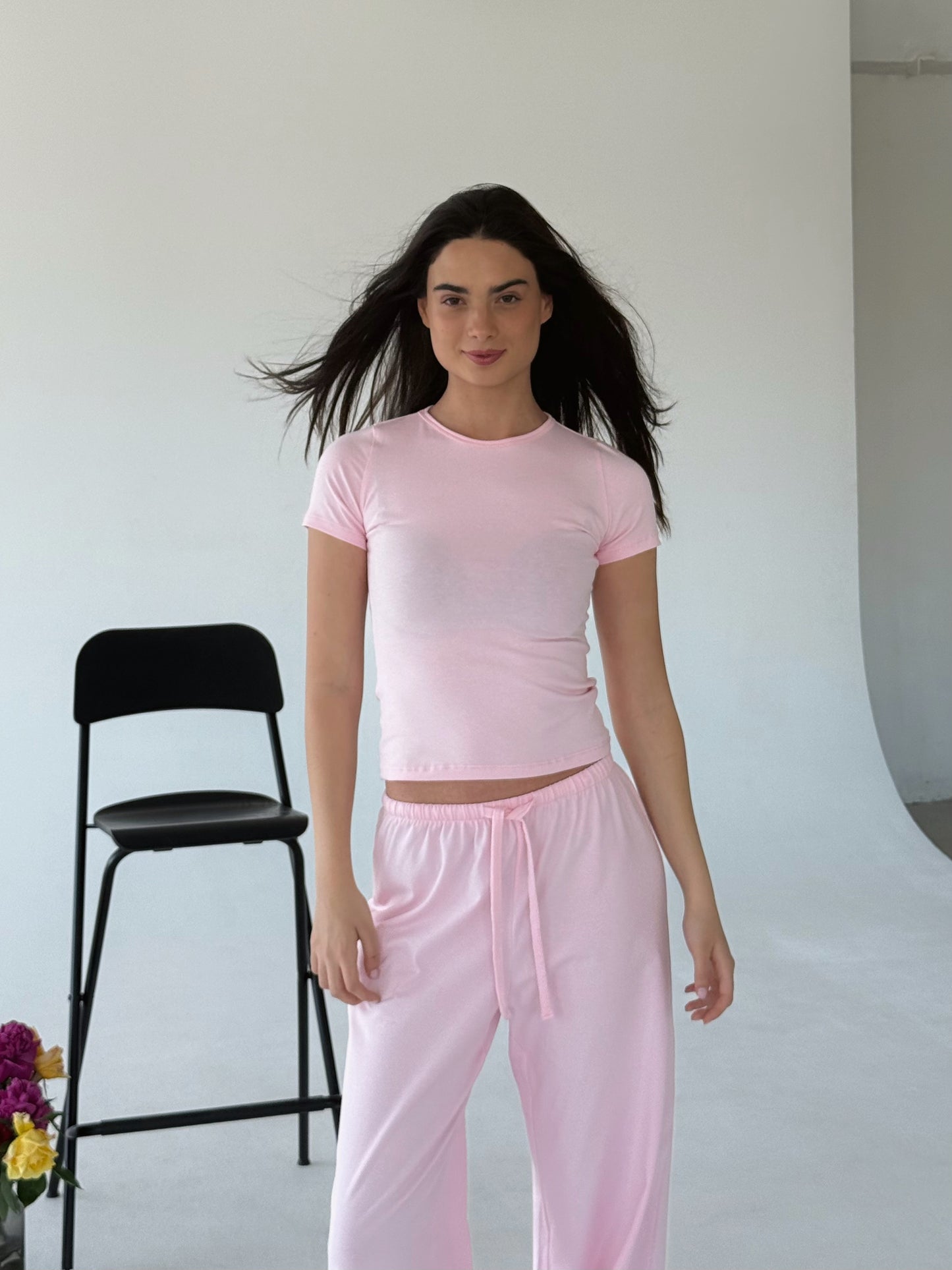 Baby pink round neck top