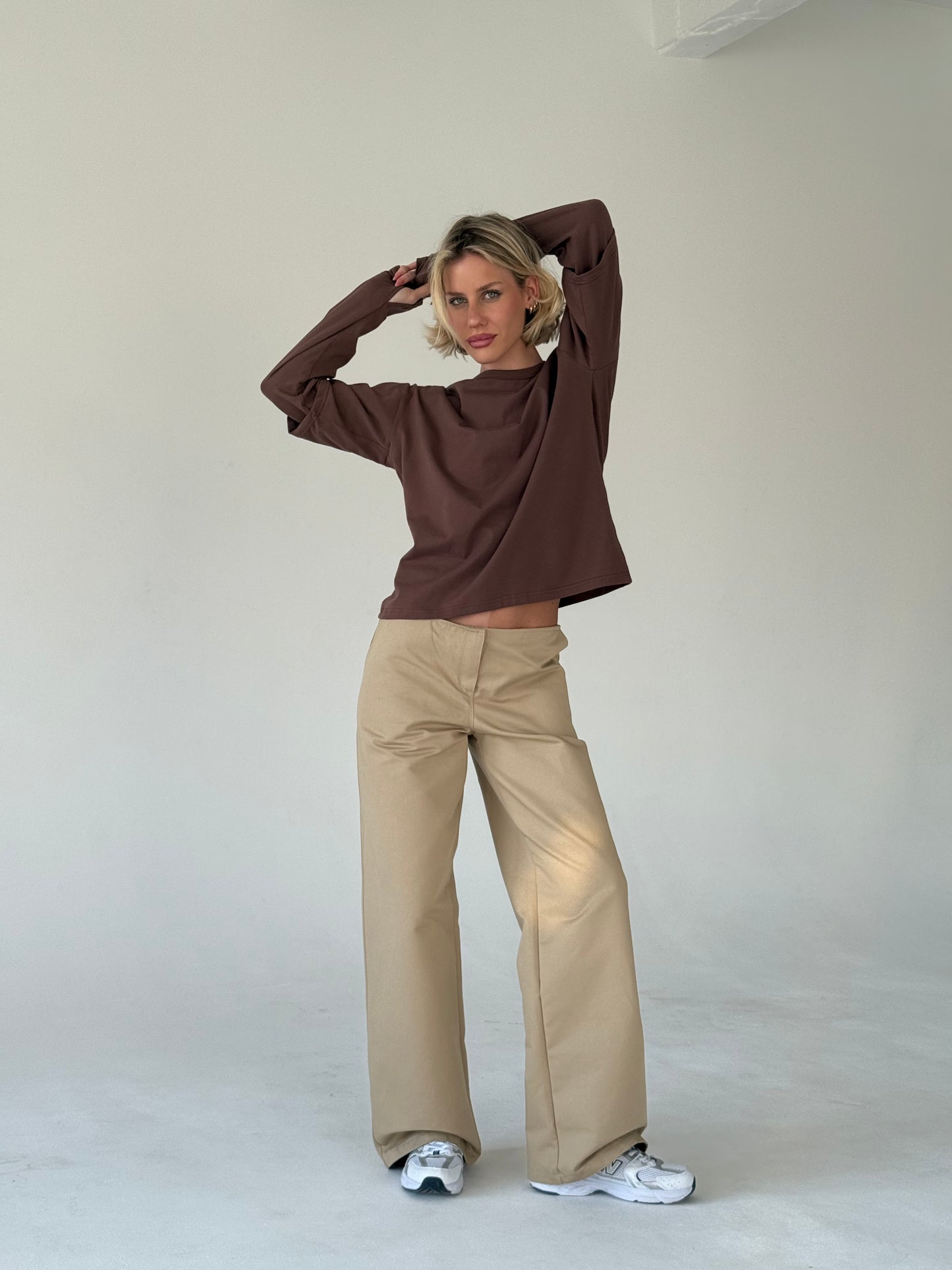 Double long sleeve brown t-shirt