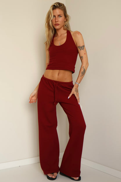 Waffle burgundy halter top