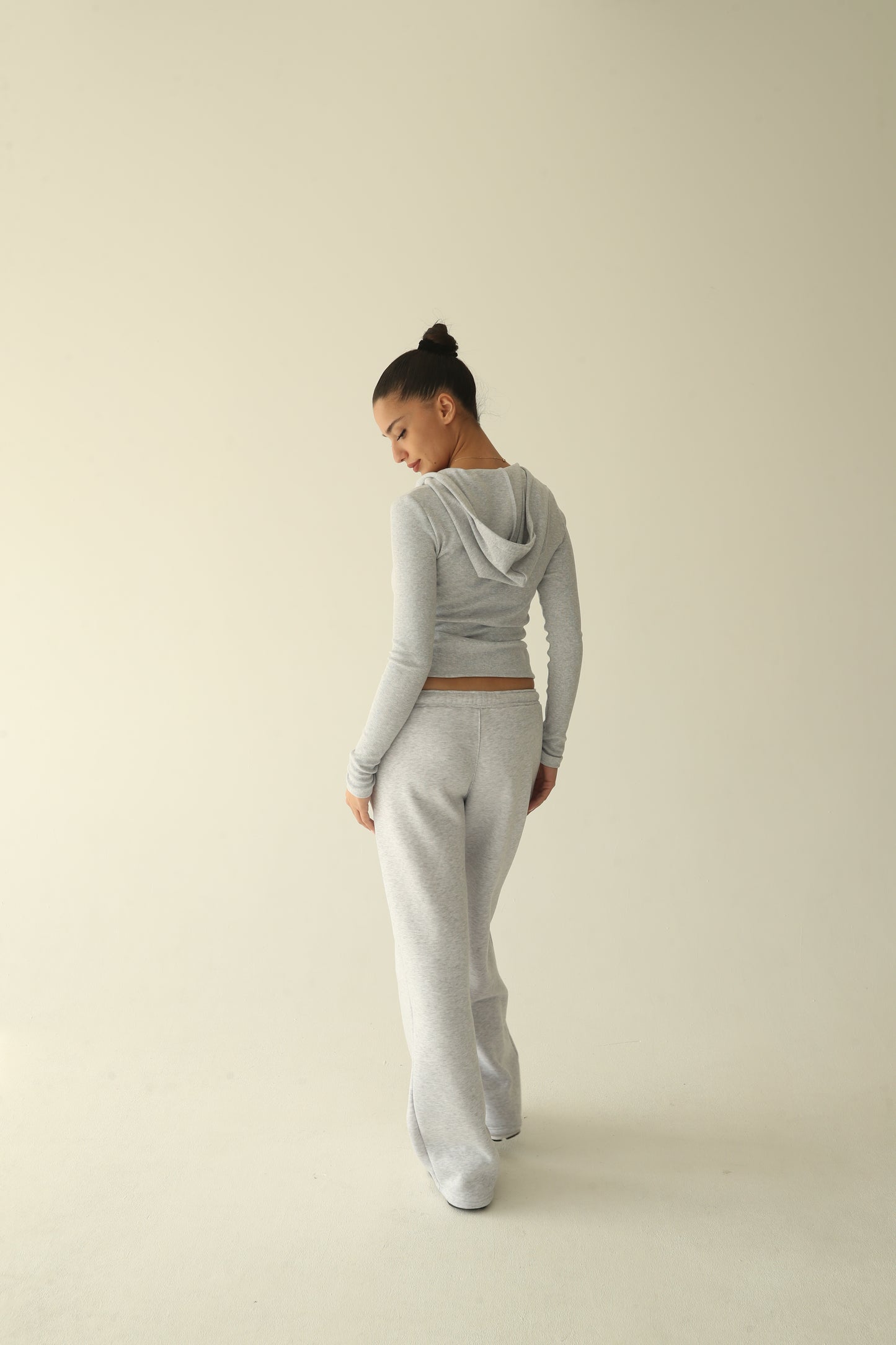 Melange gray ribbed cotton jacket