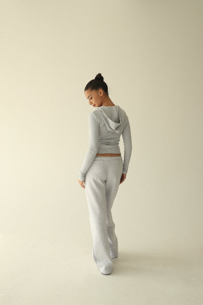 Melange gray ribbed cotton jacket