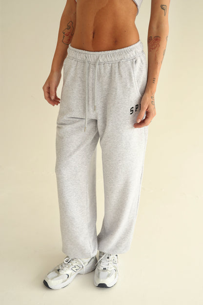 Melange gray sweatpants with rubber bottom