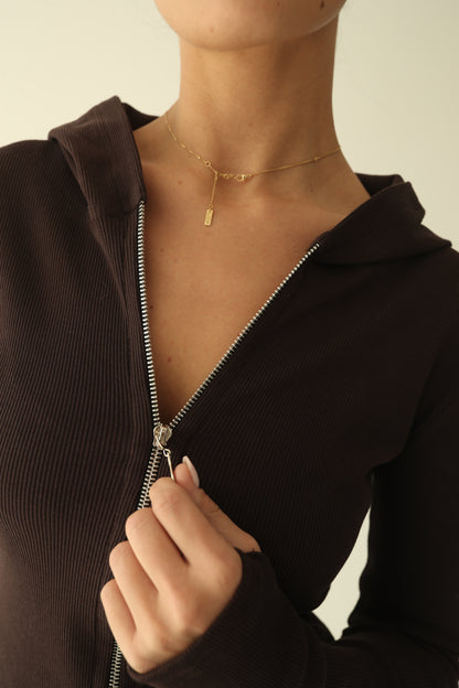 ყავისფერი ბამბის ჟაკეტი