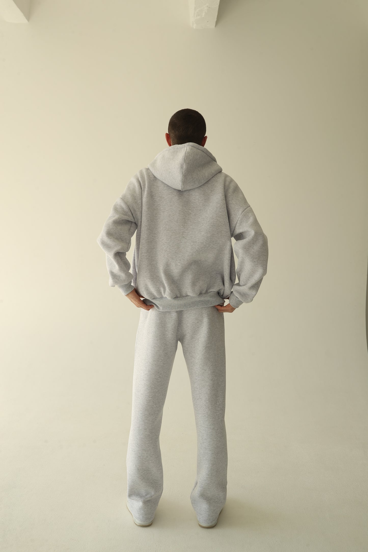 Men's Melange gray warm oversize zip-up hoodie