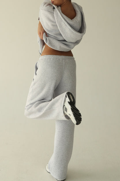 Melange gray warm straight sweatpants