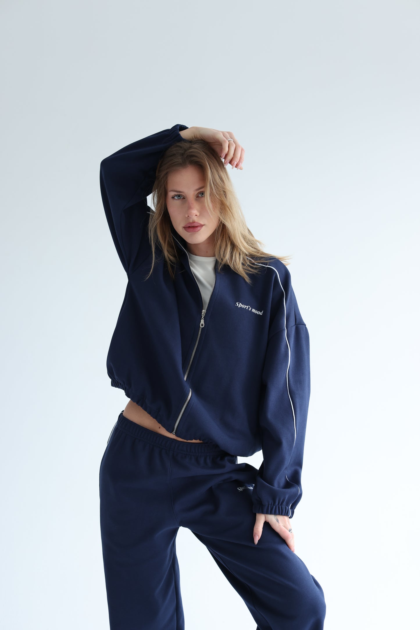 Navy blue track line jacket