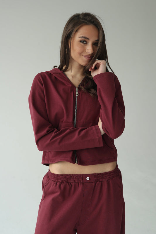 შინდისფერი ბამბის ჟაკეტი