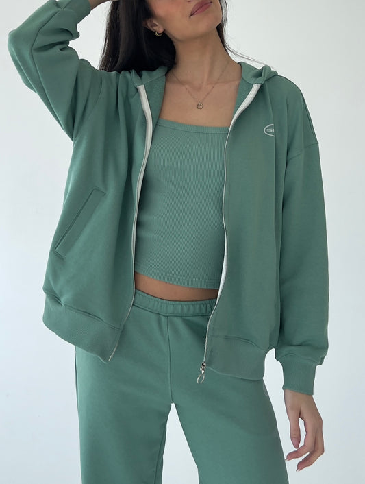 Menthol oversize zip-up hoodie