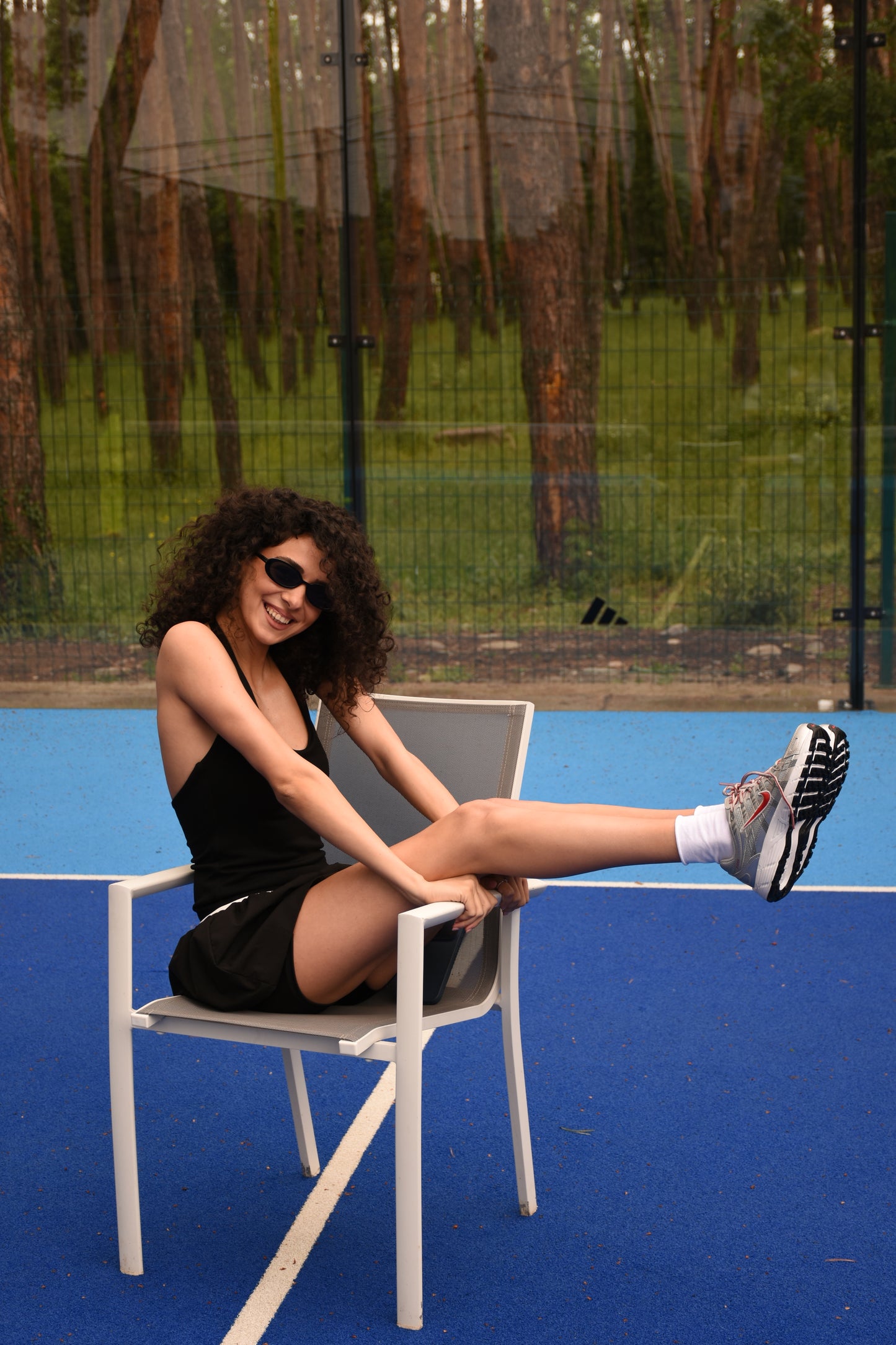 Black court dress with shorts underneath