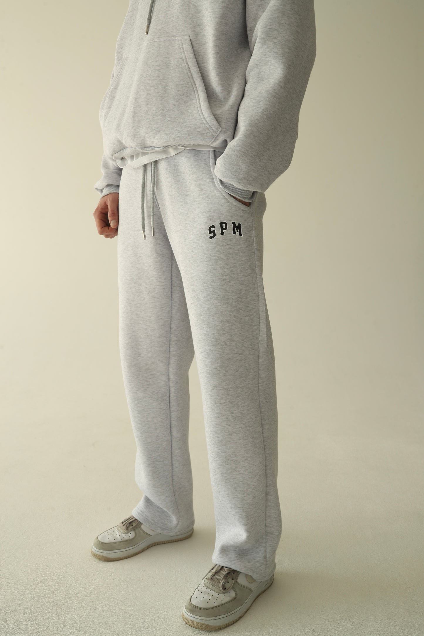 Men's Melange gray warm straight sweatpants