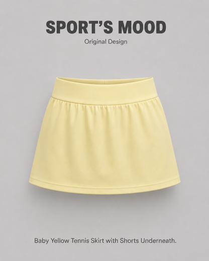 Baby yellow tennis skirt with shorts underneath