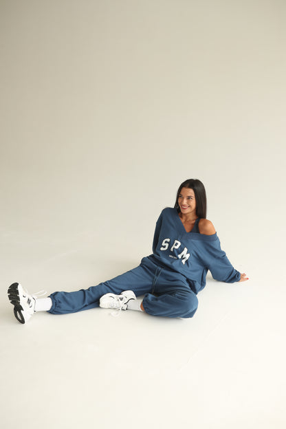 Midnight blue V neck sweatshirt