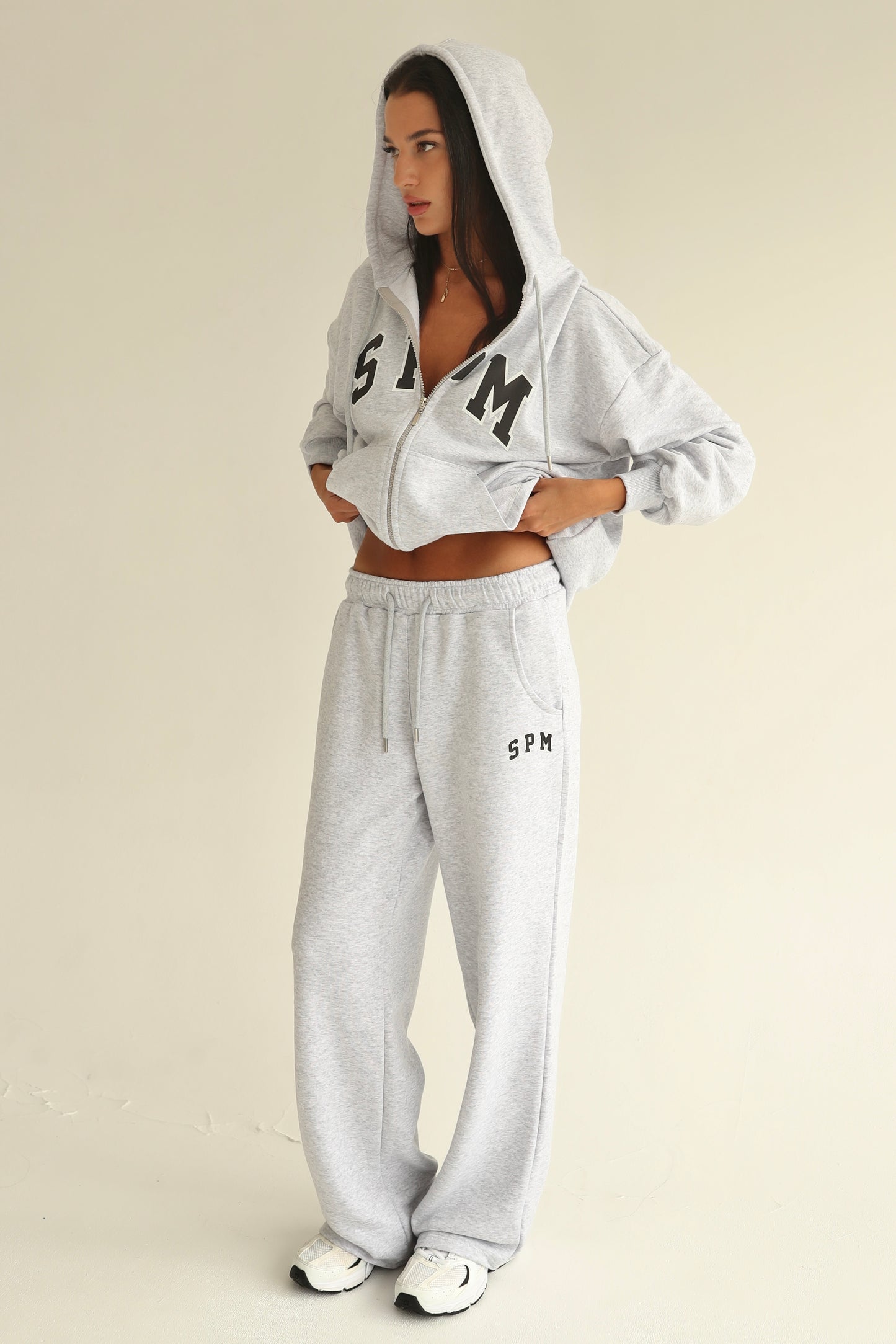 Melange gray straight sweatpants