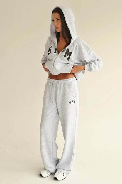 Melange gray straight sweatpants