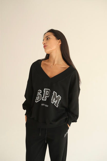 Black V neck sweatshirt
