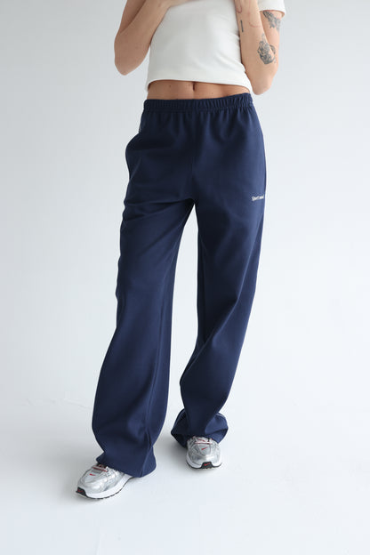 Navy blue straight line track sweatpants