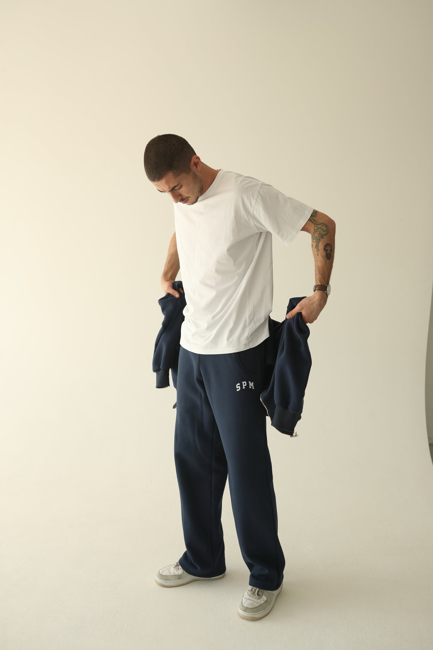 Men's Navy blue warm straight sweatpants