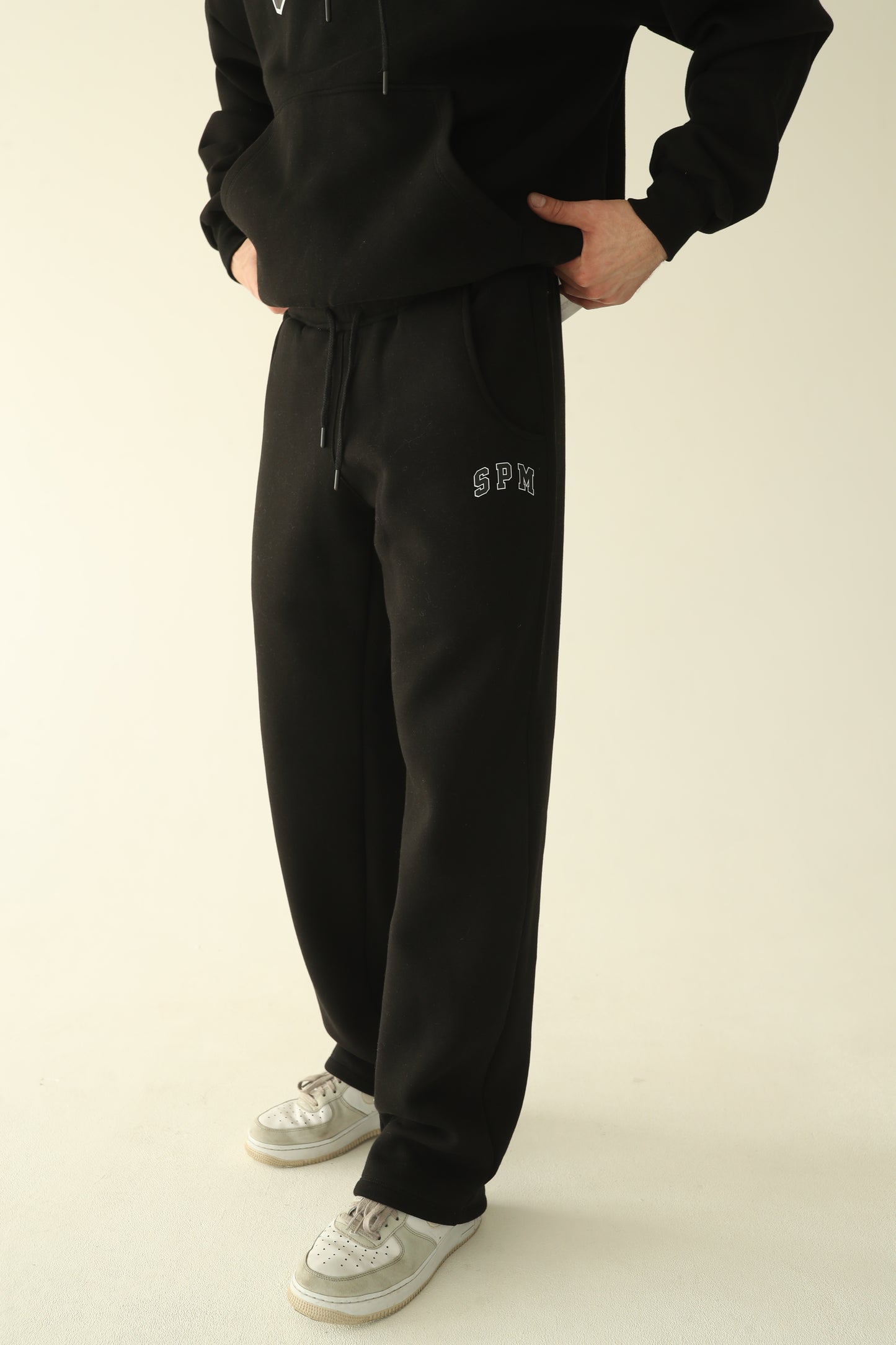 Men's Black warm straight sweatpants