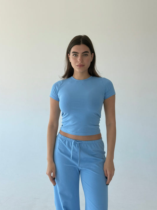 Baby blue round neck top