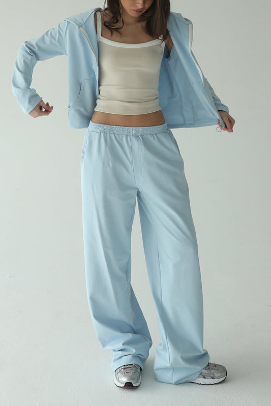 ღია ცისფერი ბამბის შარვალი