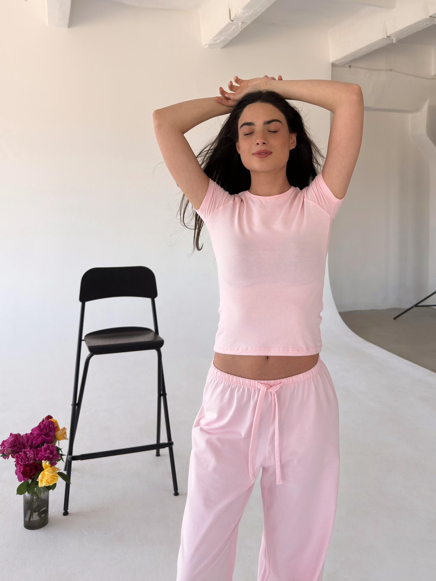 Baby pink round neck top