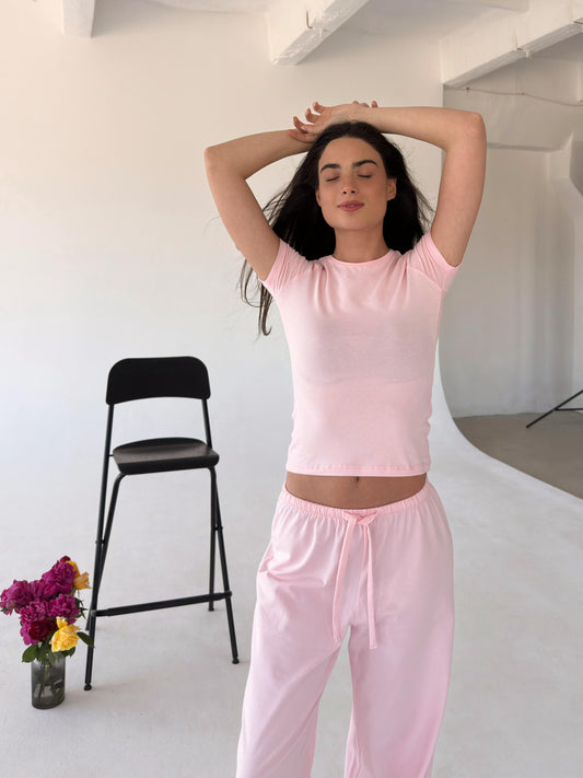 Baby pink round neck top