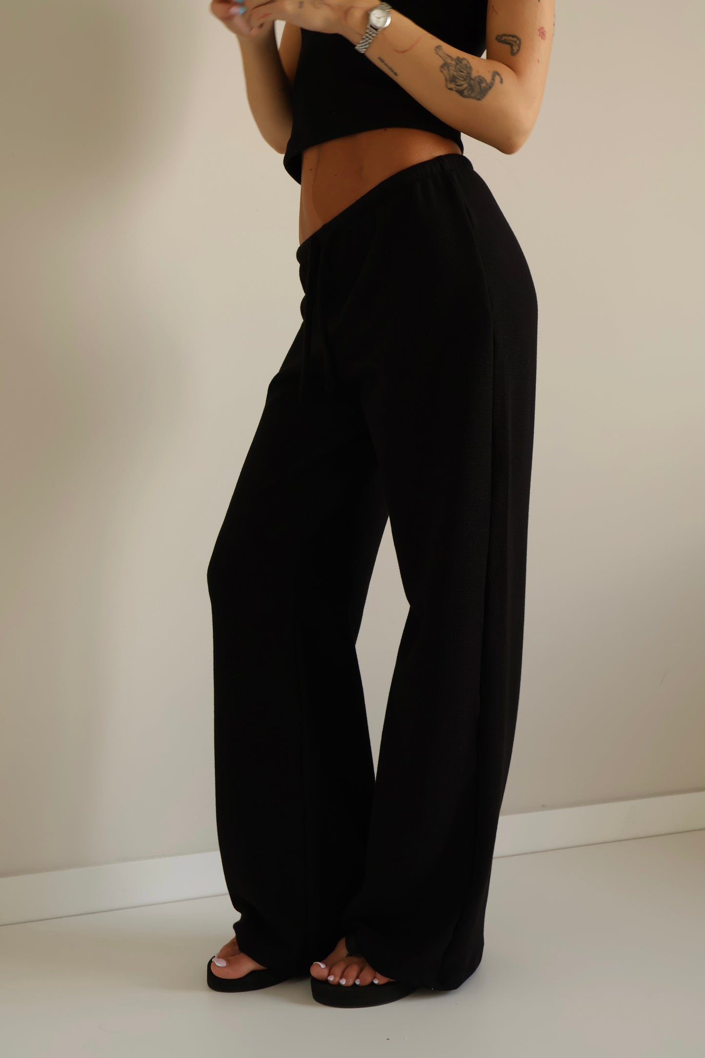 Waffle black pants