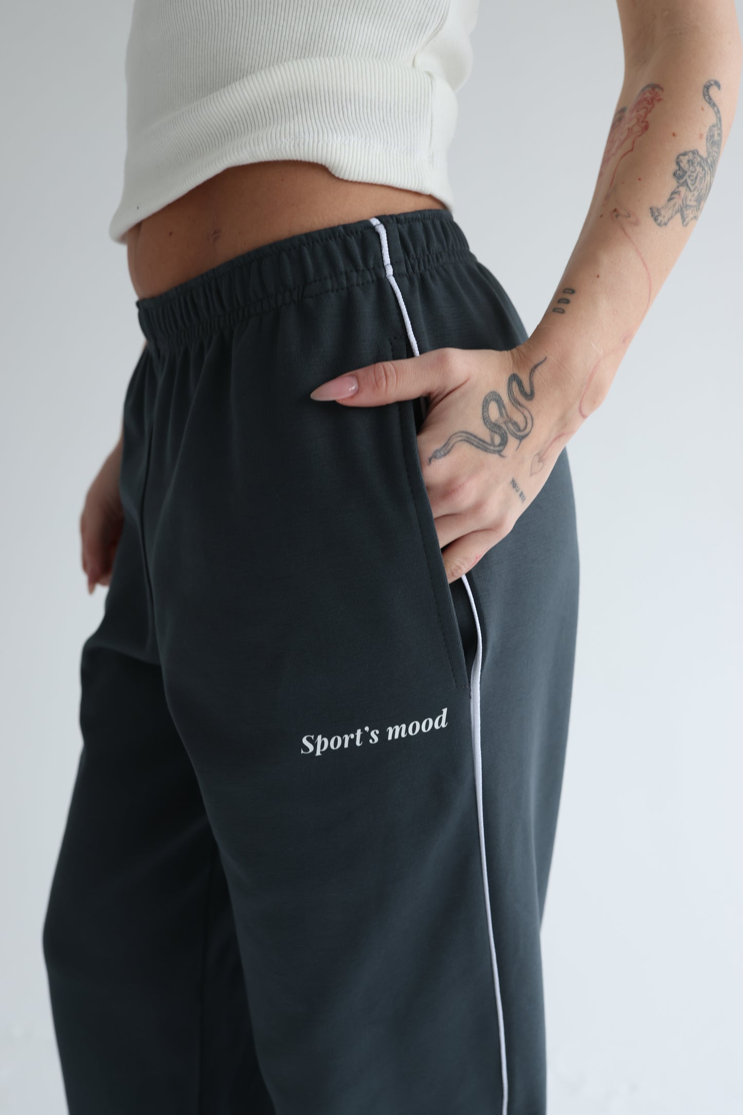 Graphite teal straight line sweatpants