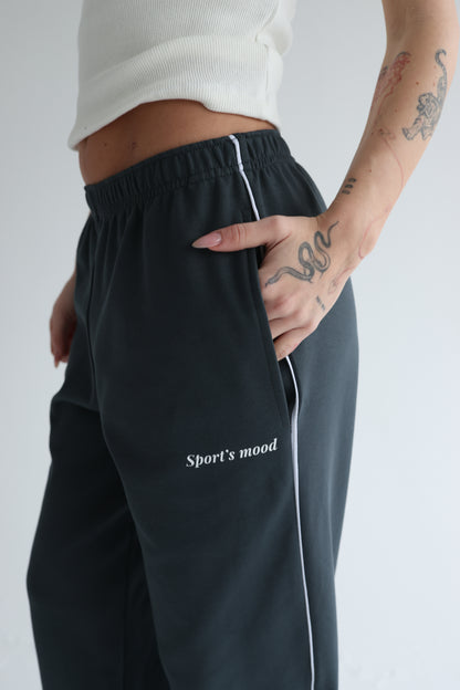Graphite teal straight line sweatpants