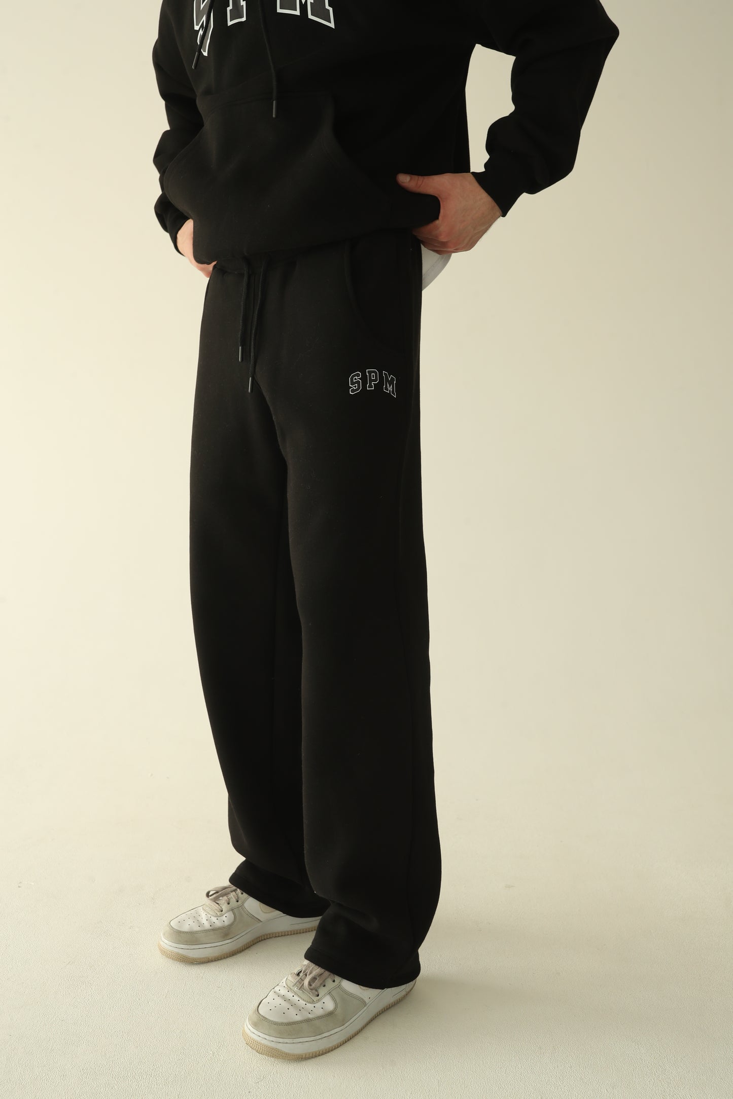 Men's Black warm straight sweatpants