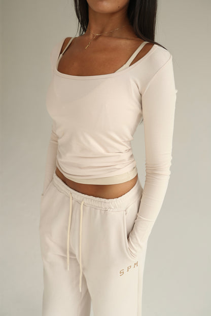 Vanilla cream square neck top