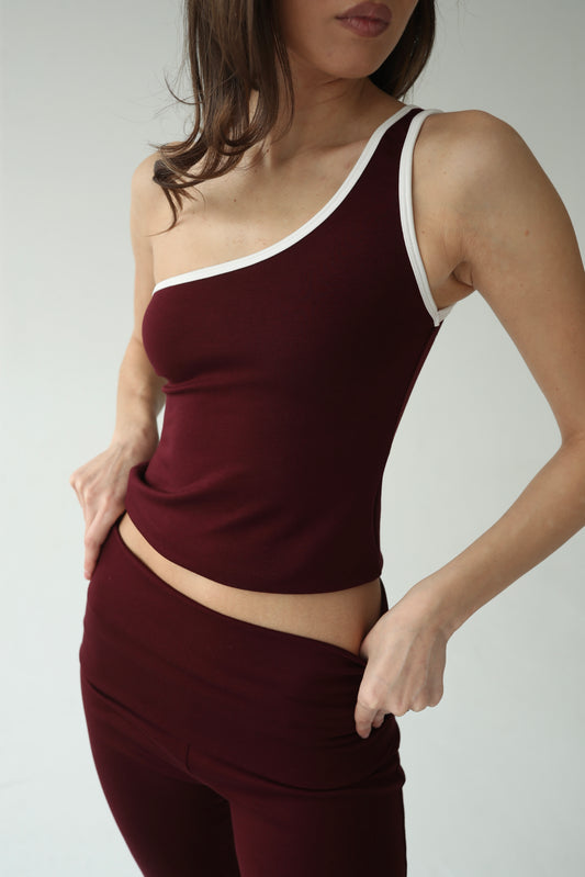 შინდისფერი ცალმხრიანი ტოპი