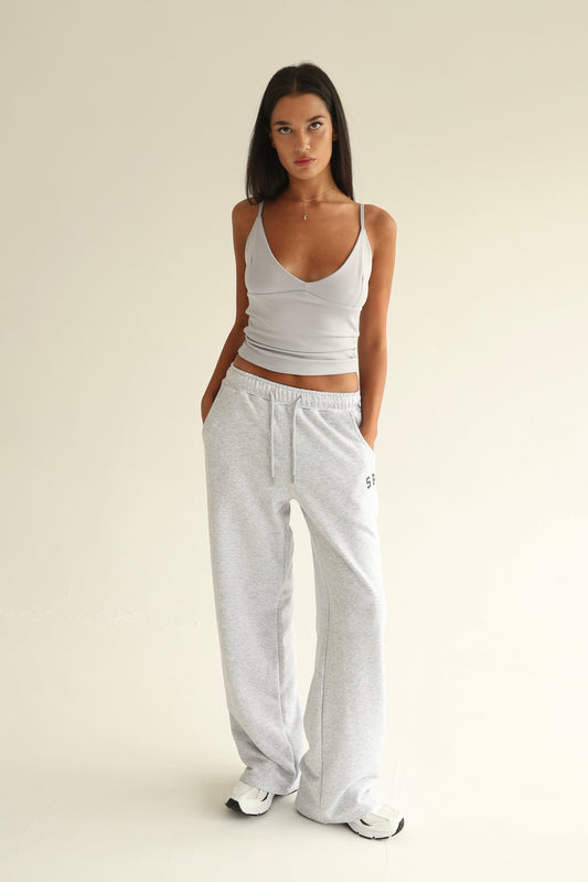 Melange gray straight sweatpants