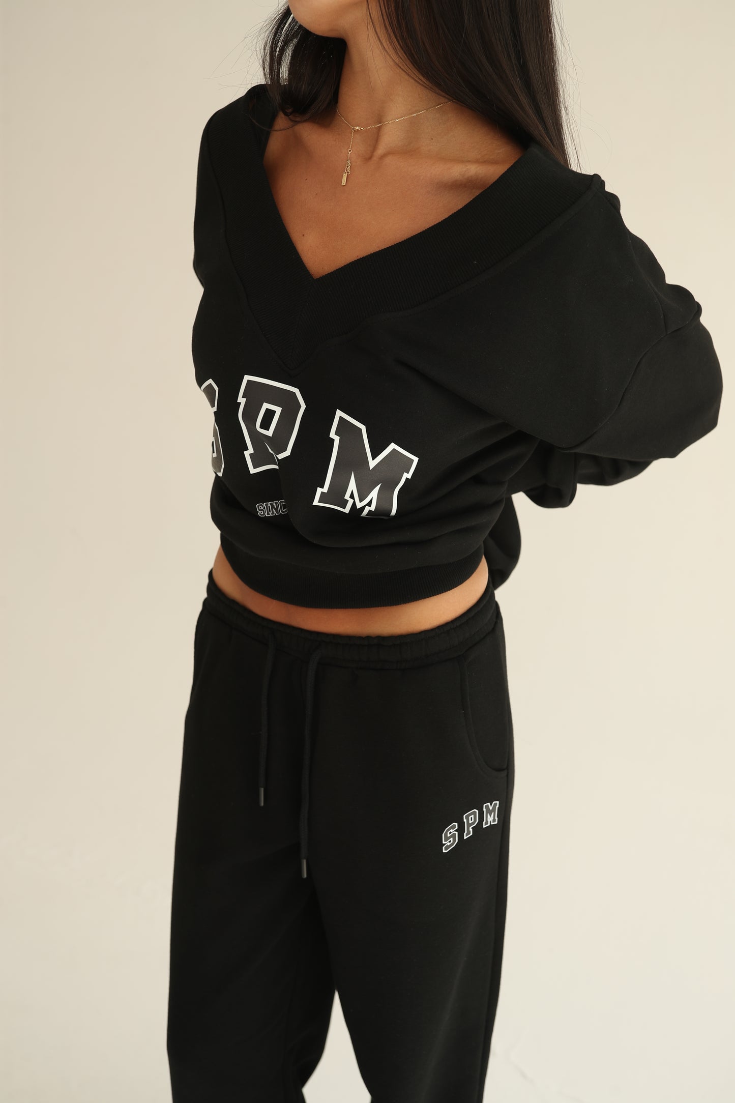 Black V neck sweatshirt