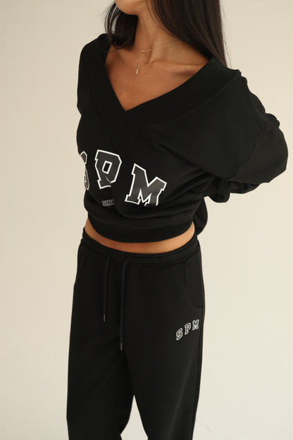 Black V neck sweatshirt