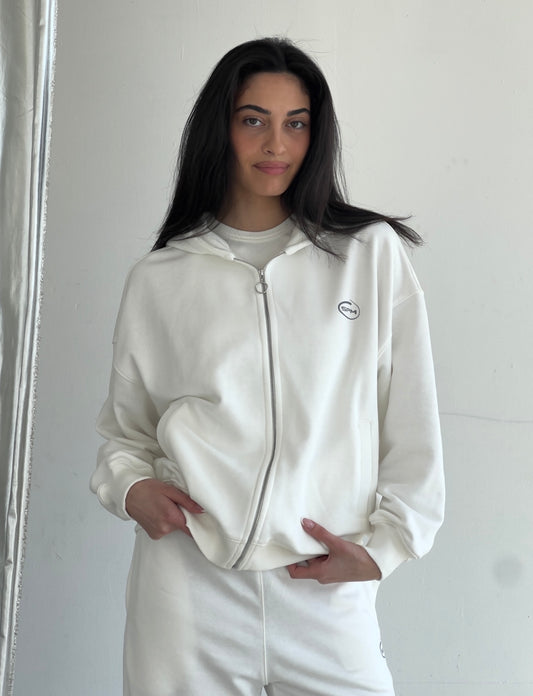 Milky oversize zip-up hoodie