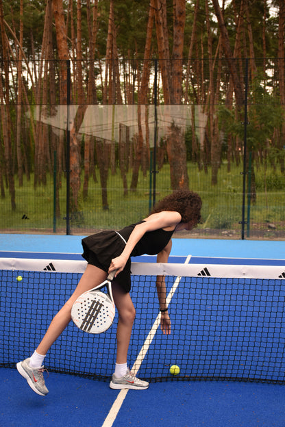 Black court dress with shorts underneath