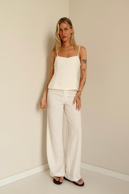 White relaxed Mid-Rise Trousers
