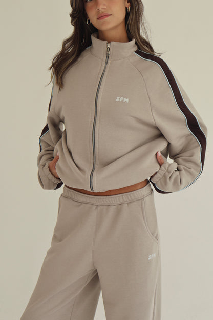 Stone beige jacket, blue line