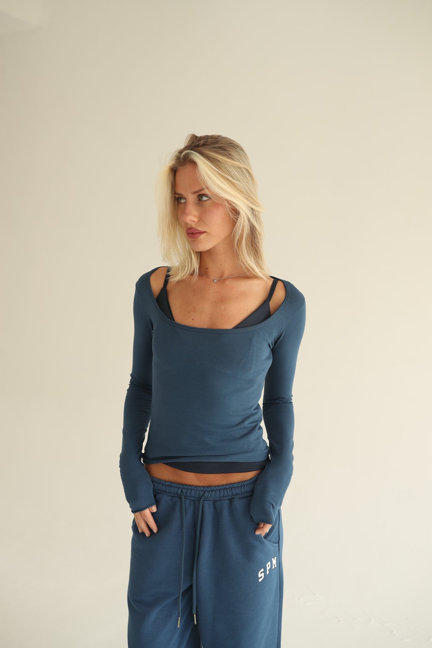 Midnight blue square neck top