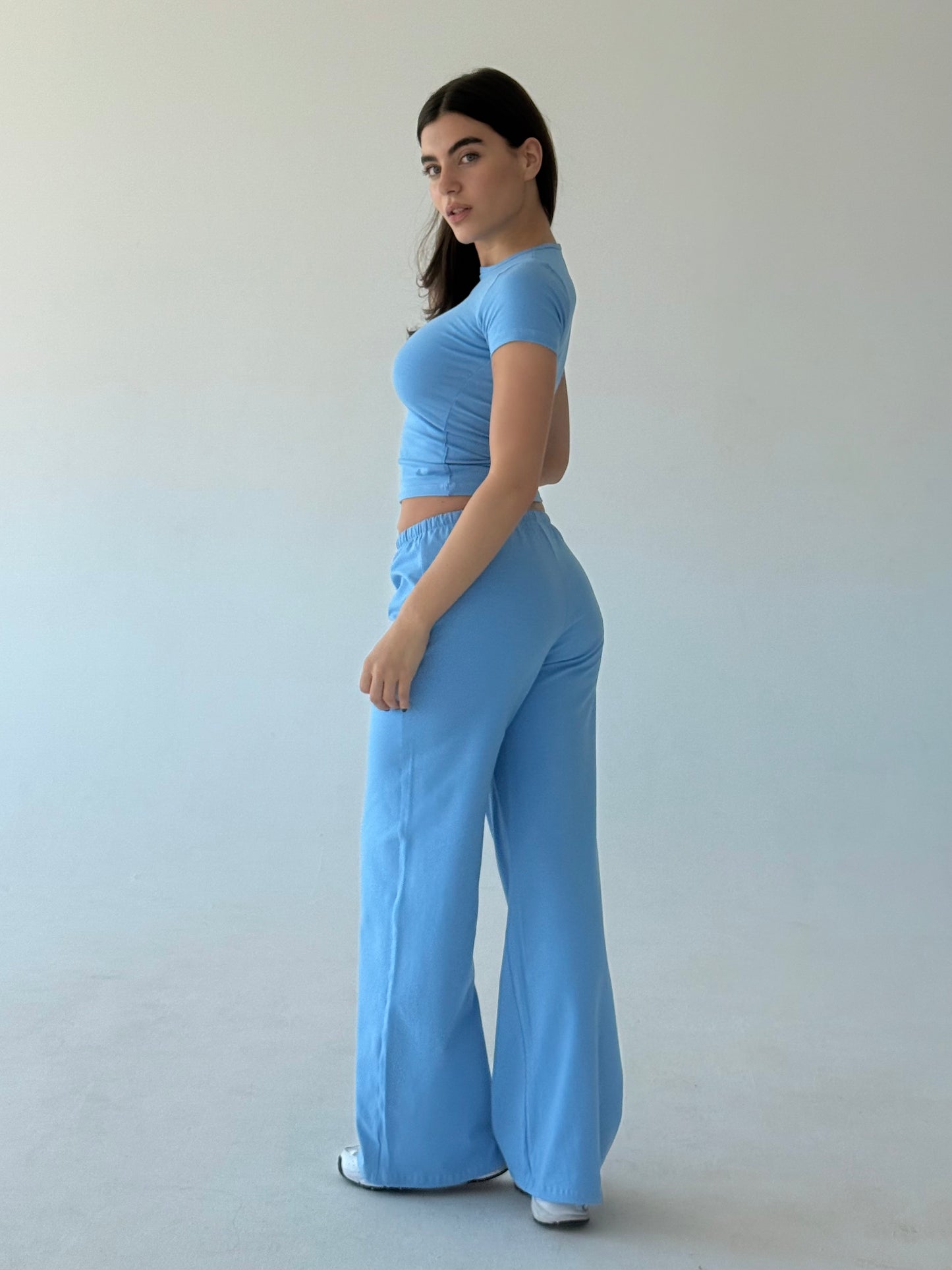 Baby blue round neck top