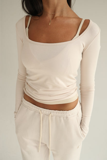 Vanilla cream square neck top