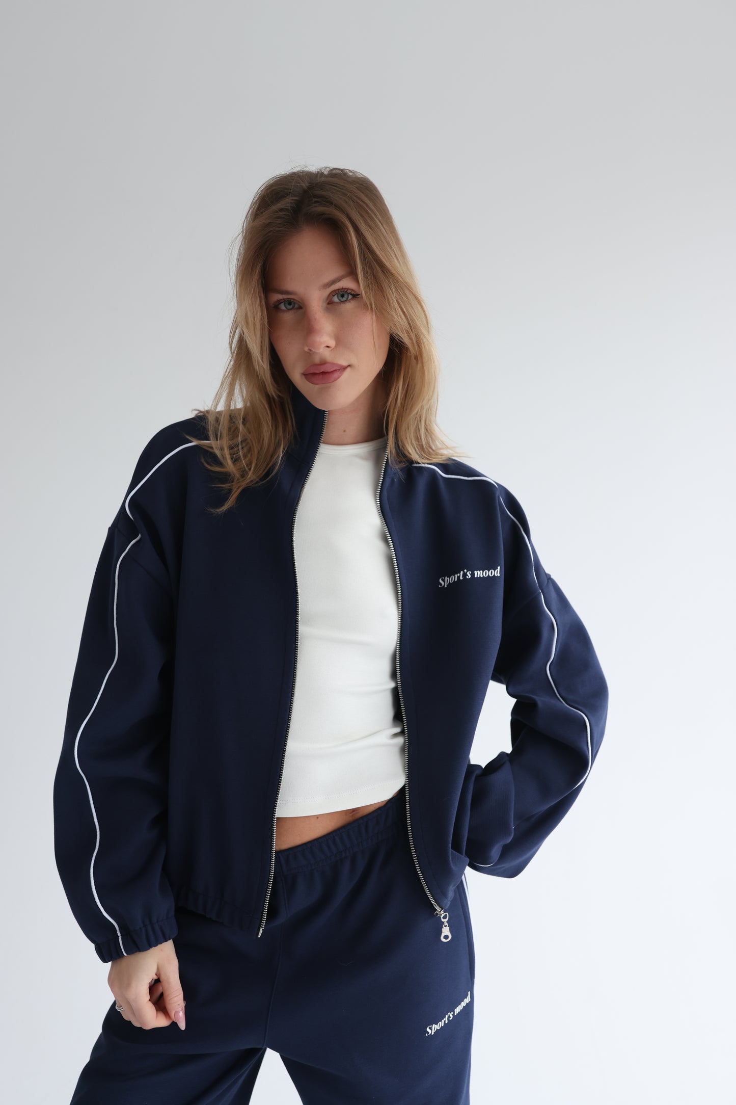Navy blue track line jacket