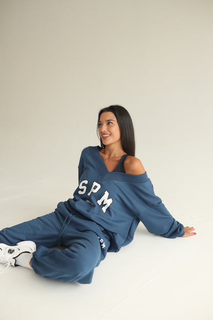 Midnight blue V neck sweatshirt